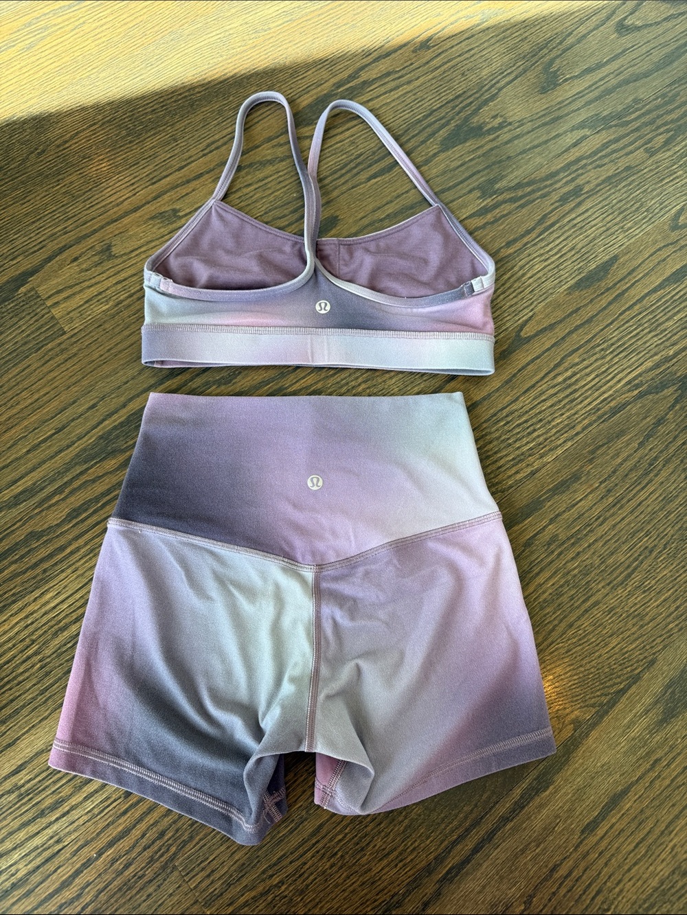 Lululemon Align High-Rise Short & Flow Y Bra Set Aurora Haze Purple Multi EUC